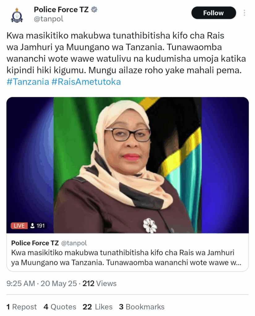 Tanzanian Police X Account Hacked