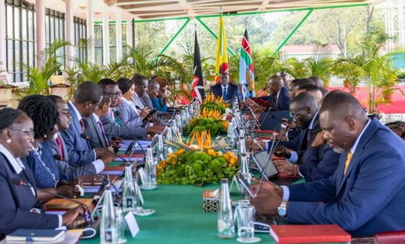 President William Ruto chairs a Cabinet meeting in an open space at State House