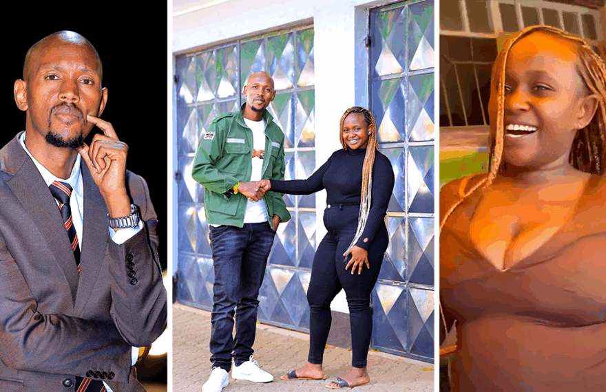 A collage photo of County Chief Officer Geoffrey Mosiria with Marion Naipei