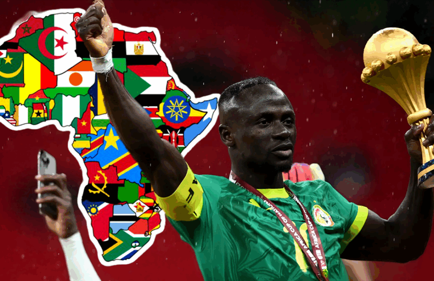 Sadio Mané celebrating AFCON victory with Senegal