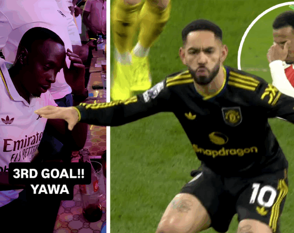 Manchester United fans celebrating in Kenya after 3-2 win over Arsenal