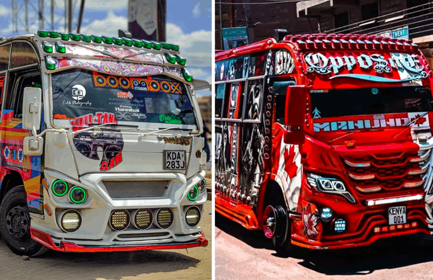 Side-by-side comparison of Opposite ‘Manunda’ and Boombox ‘Africa One’, Nairobi’s legendary matatu rivalry