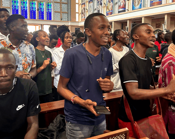 Gen Z worshippers attending a church service in Nairobi