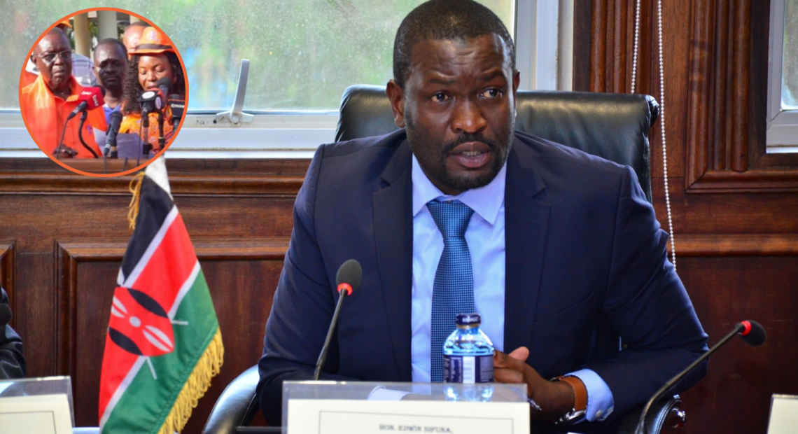 Nairobi Senator Edwin Sifuna addresses supporters after ODM removed him as Secretary-General during a NEC meeting in Mombasa.