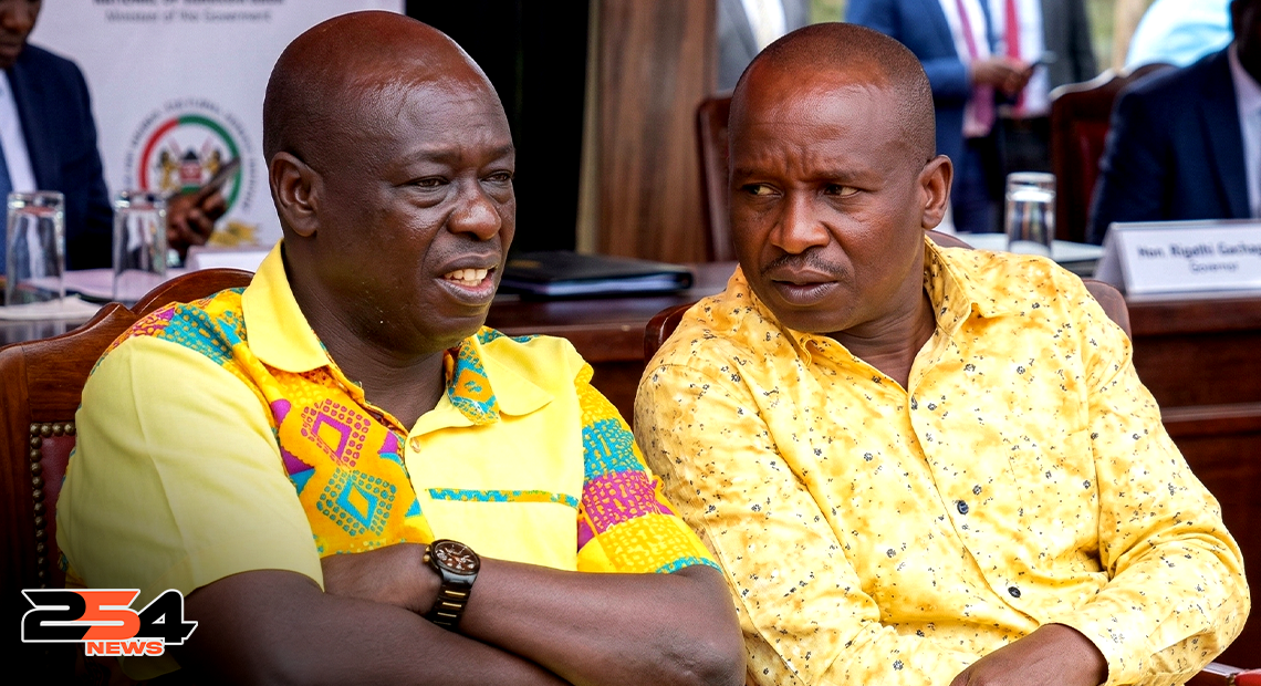 Deputy President Kithure Kindiki and former Deputy President Rigathi Gachagua amid growing political rivalry in Mt. Kenya region.