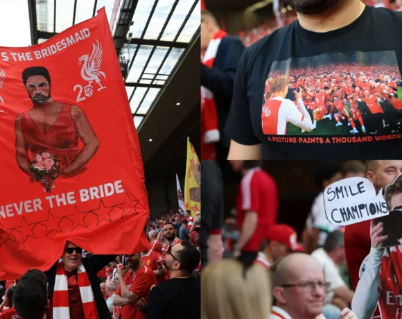 Always the bridesmaid' - Liverpool fans savagely mock Mikel Arteta and Martin Odegaard after beating Arsenal to Premier League title