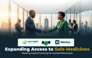 A pharmacist serving a customer as ASAP Credit and Weritas Health announce a pharmacy financing programme to improve access to verified medicines in Kenya.