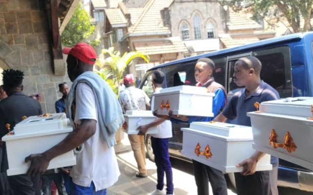 Quintuplets’ Bodies Arrive at All Saints Cathedral for Memorial