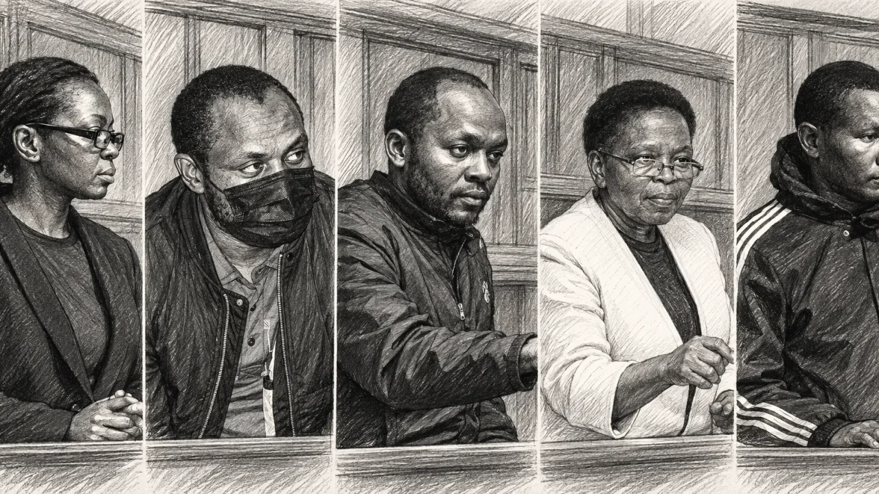 Suspects in the Dr Victoria Mutiso murder case appear before Milimani High Court in Nairobi.