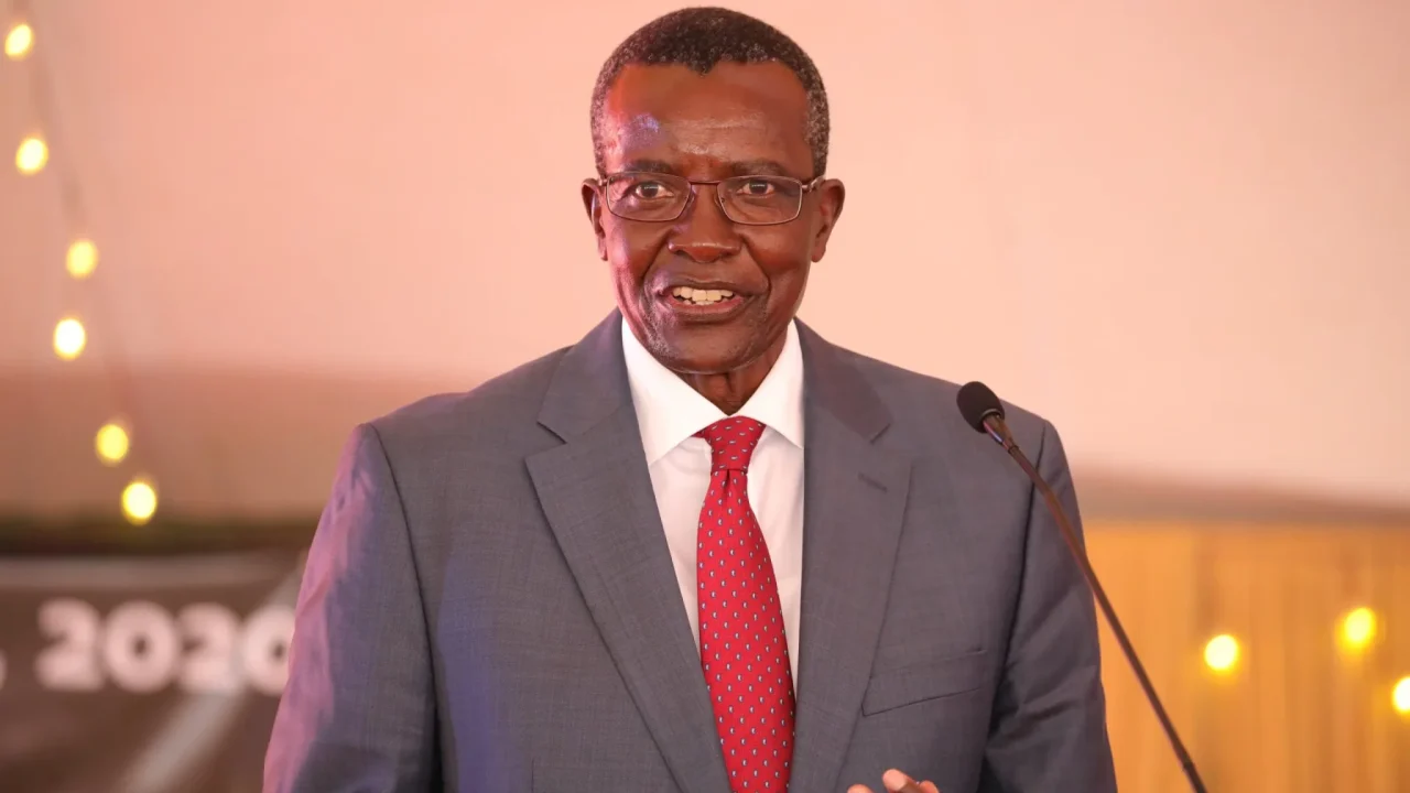 Former Chief Justice David Maraga gestures while addressing supporters as he launches his 2027 presidential campaign tour in the U.S. (Photo: NEWS)