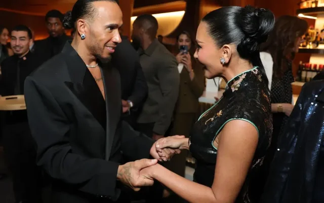Kim Kardashian and Lewis Hamilton Share Public Kiss at Gala