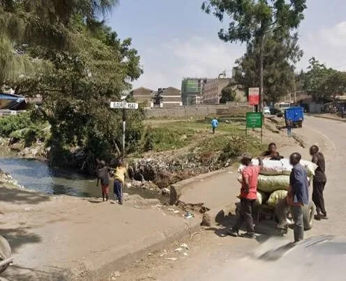 Eldoret Road bridge construction area near the Nairobi River