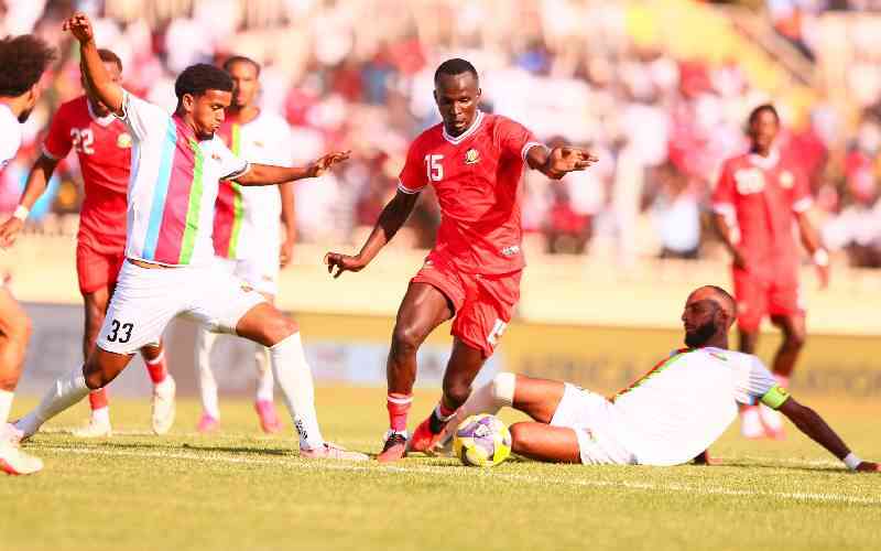 Harambee Stars in action against Eritrea at Nyayo Stadium