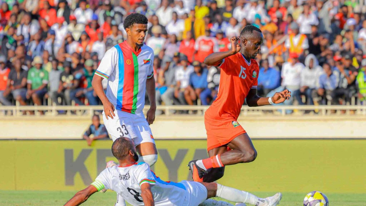 Harambee Stars against Eritrea in an AFCON 2027 qualifier