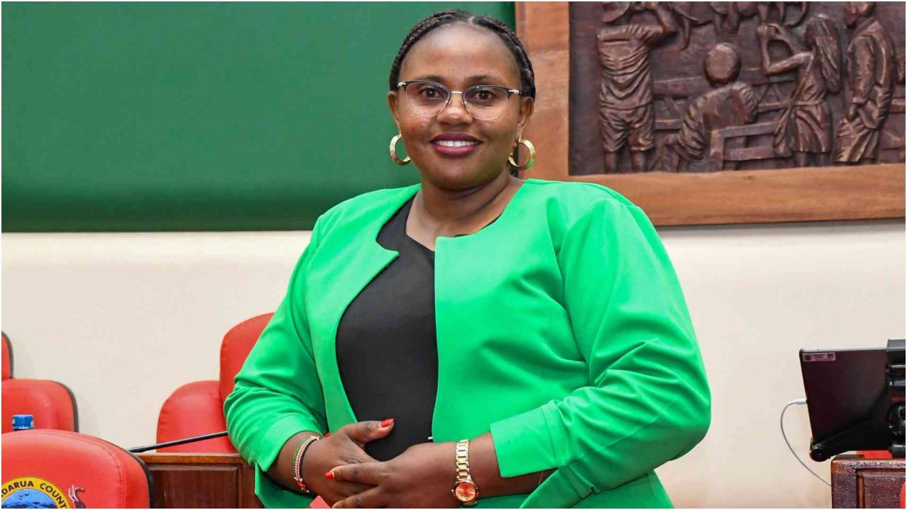 Nominated Nyandarua MCA Milka Nyambura during a county assembly vetting hearing.
