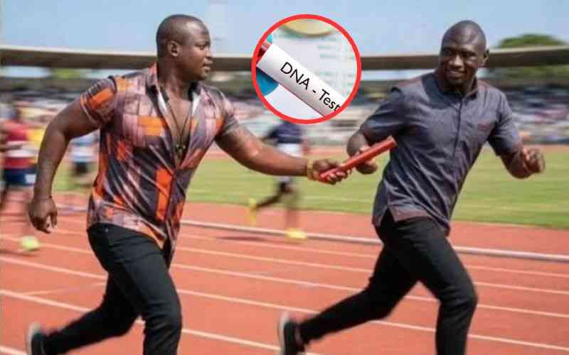 Relay image appearing to show Ciggie handing a baton to Stevo Simple Boy