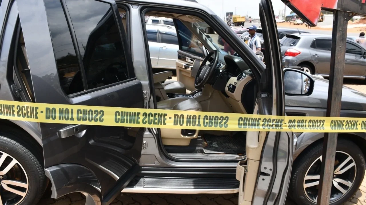 Grey Land Rover Discovery recovered from a Nairobi vehicle yard