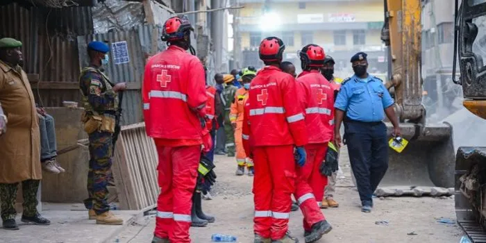 Eastleigh building collapse site on Yusuf Haji Avenue