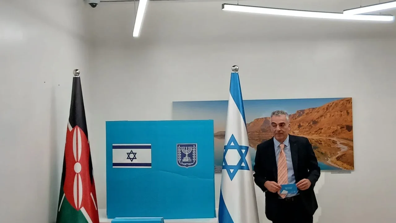 Israeli diplomats voting at the Israeli Embassy in Nairobi