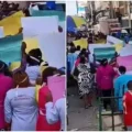 Kamukunji traders marching with placards and twigs during eviction protests