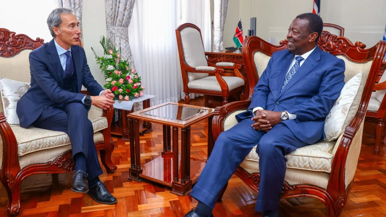 Credentials presentation involving Musalia Mudavadi and IFAD representative Matteo Marchisio