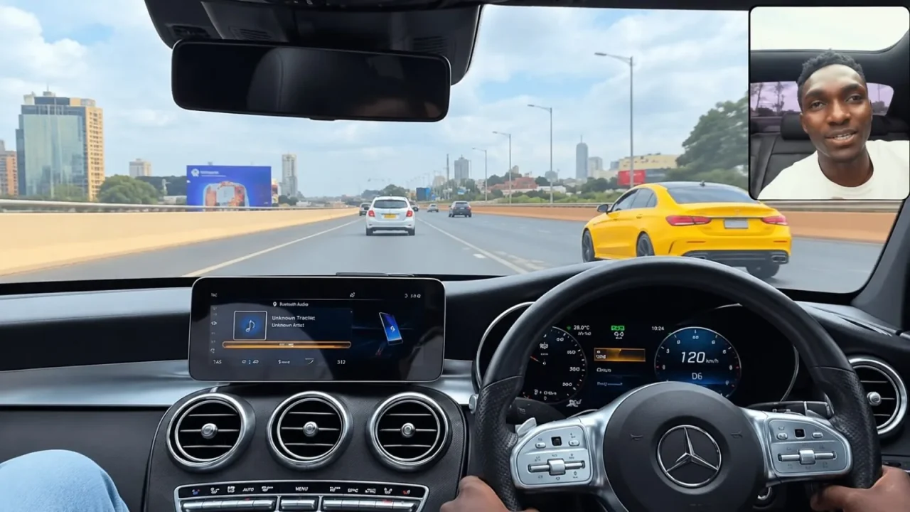 Mercedes-Benz C-Class in a Nairobi dangerous driving clip