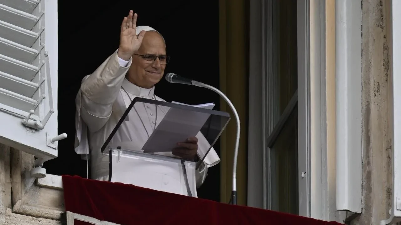 Pope Leo XIV at the Angelus in St Peter’s Square
