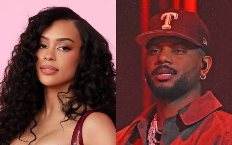 Bryson Tiller and Kristy Sarah kissing at a Los Angeles afterparty